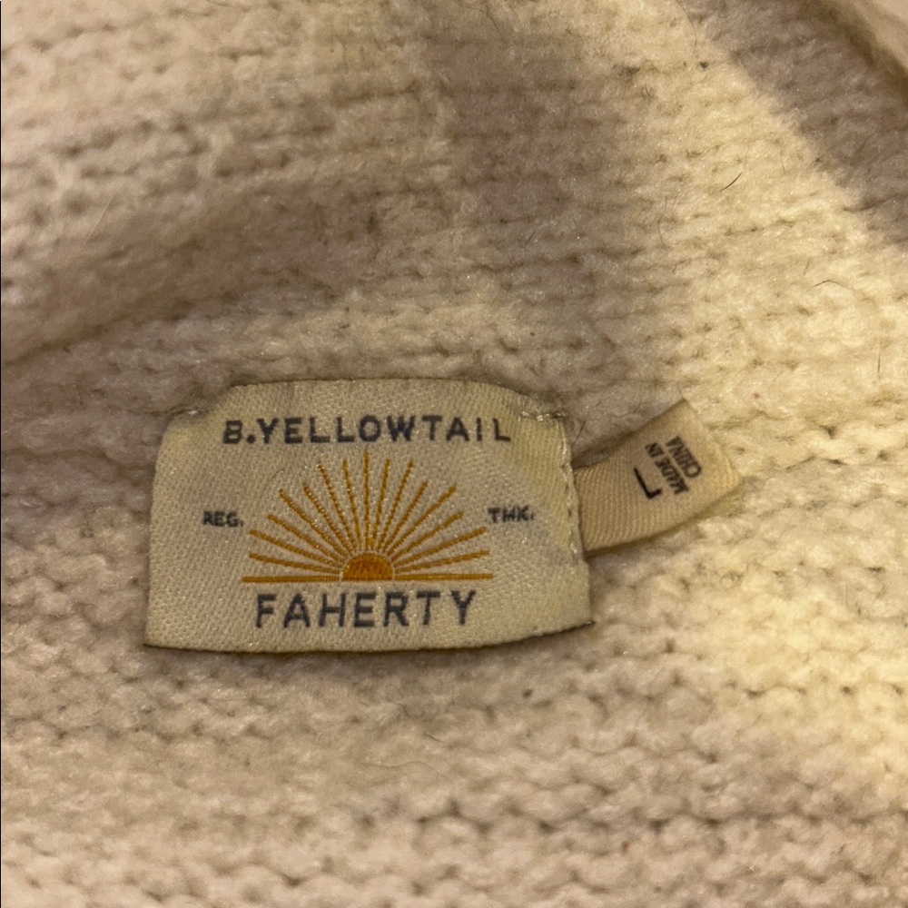 FAHERTY x B Yellowtail Wool Cashmere Fair Isle Zip Up Cardigan Sweater Size L - Picture 5 of 10